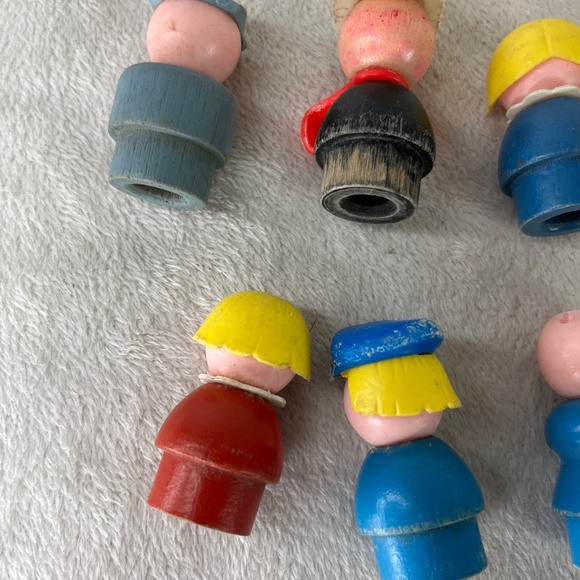 Vintage Fisher Price Little People Figure Lot of 9 Wooden 1960/70s fire fighter - Picture 6 of 16